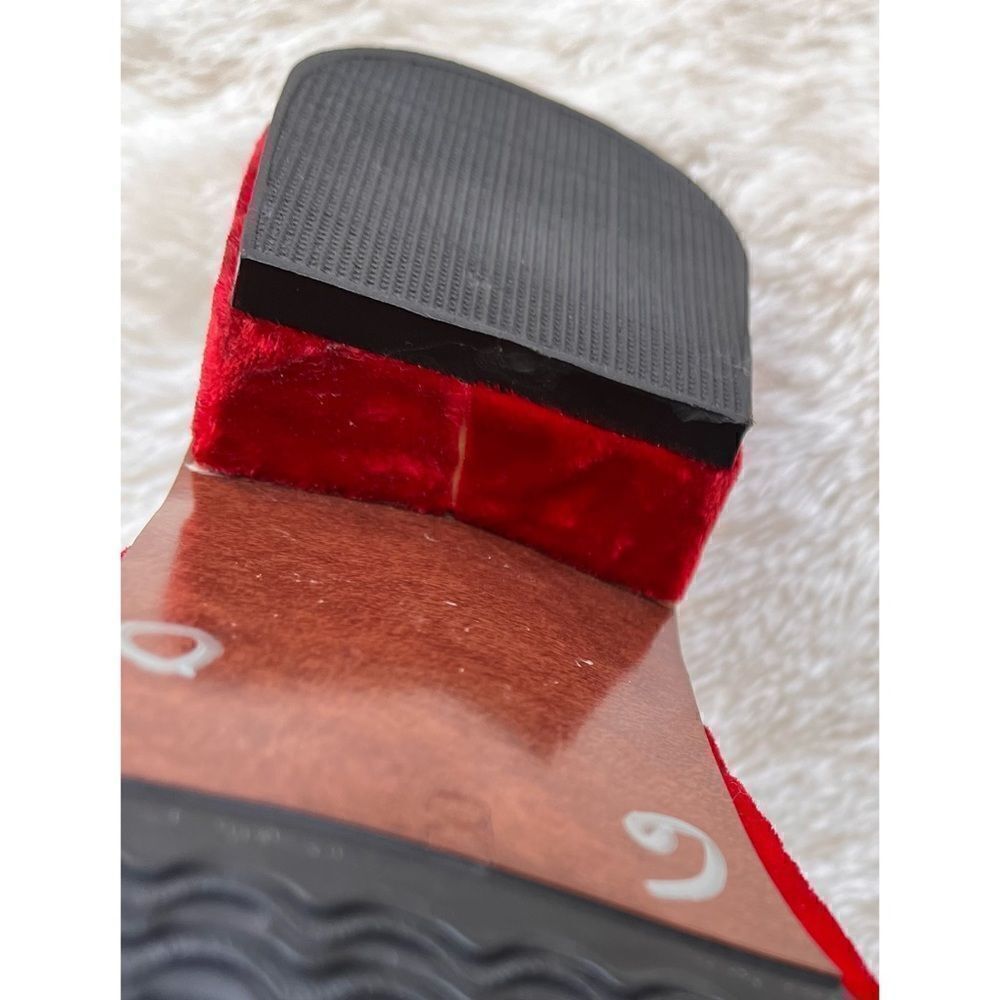 SAACHI Red Velvet Silver Embroidered Custom Made Handmade Mule Slides - Picture 13 of 15